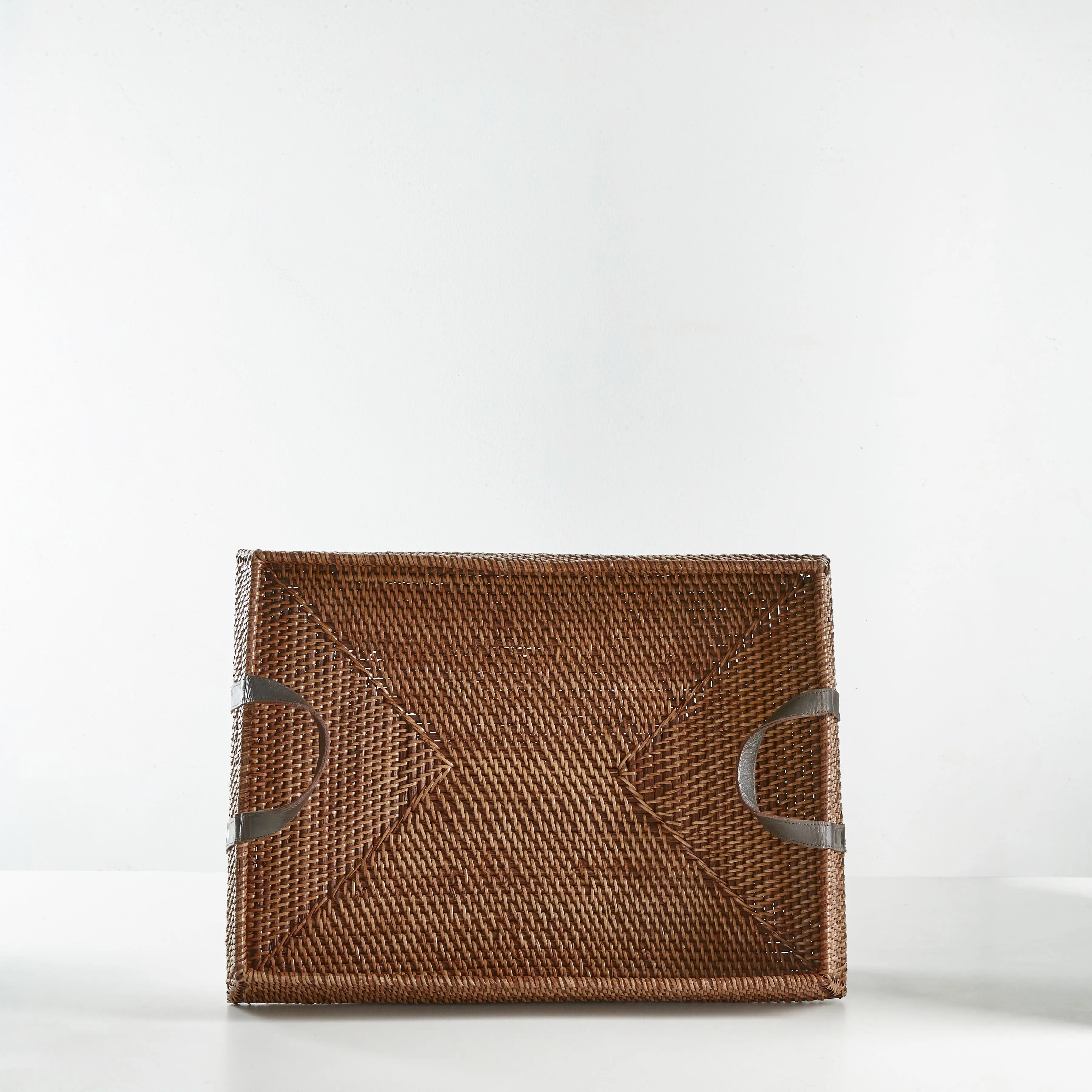 Urban Oasis Anuk Rattan Tray With Leather Handles