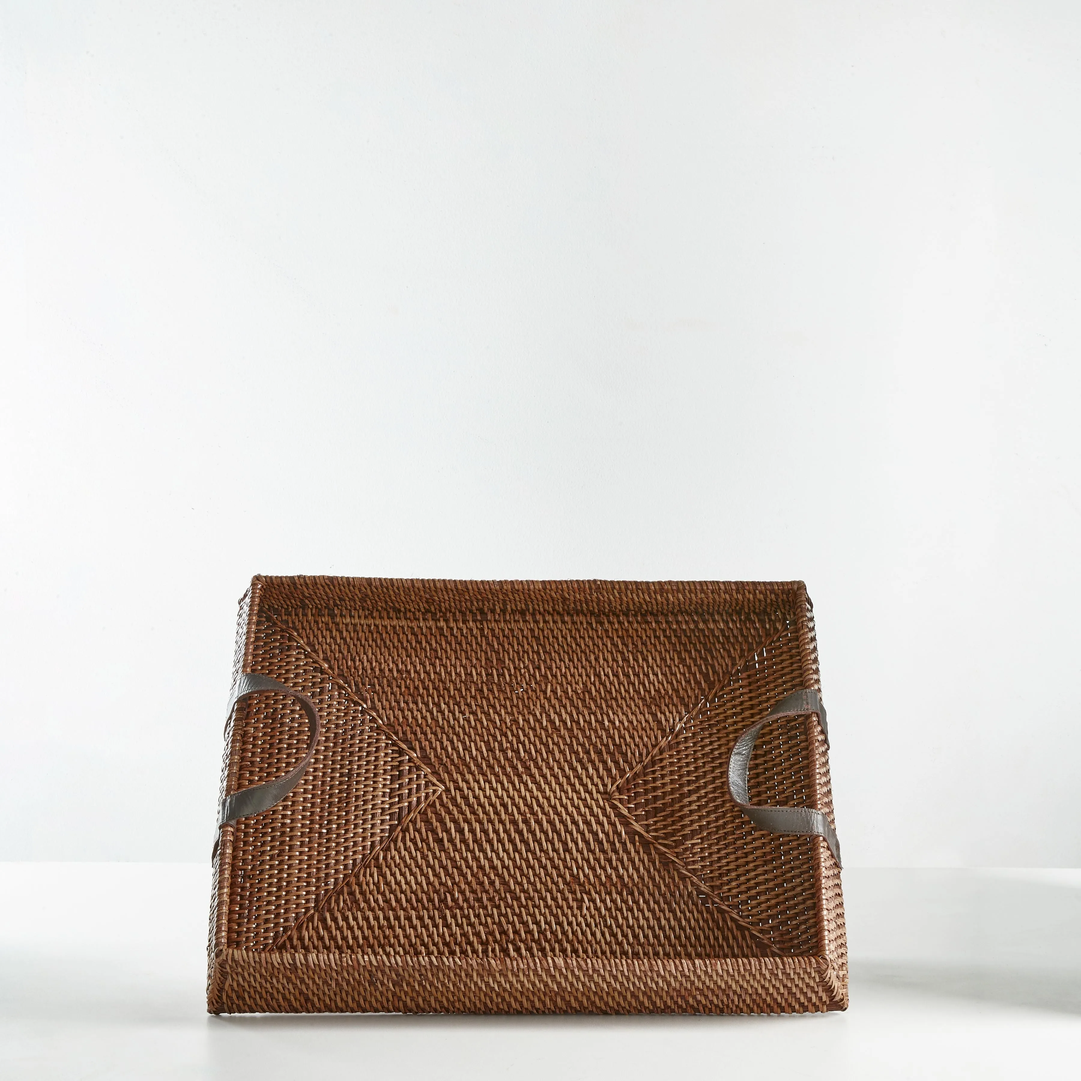 Urban Oasis Anuk Rattan Tray With Leather Handles