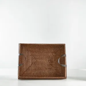 Urban Oasis Anuk Rattan Tray With Leather Handles
