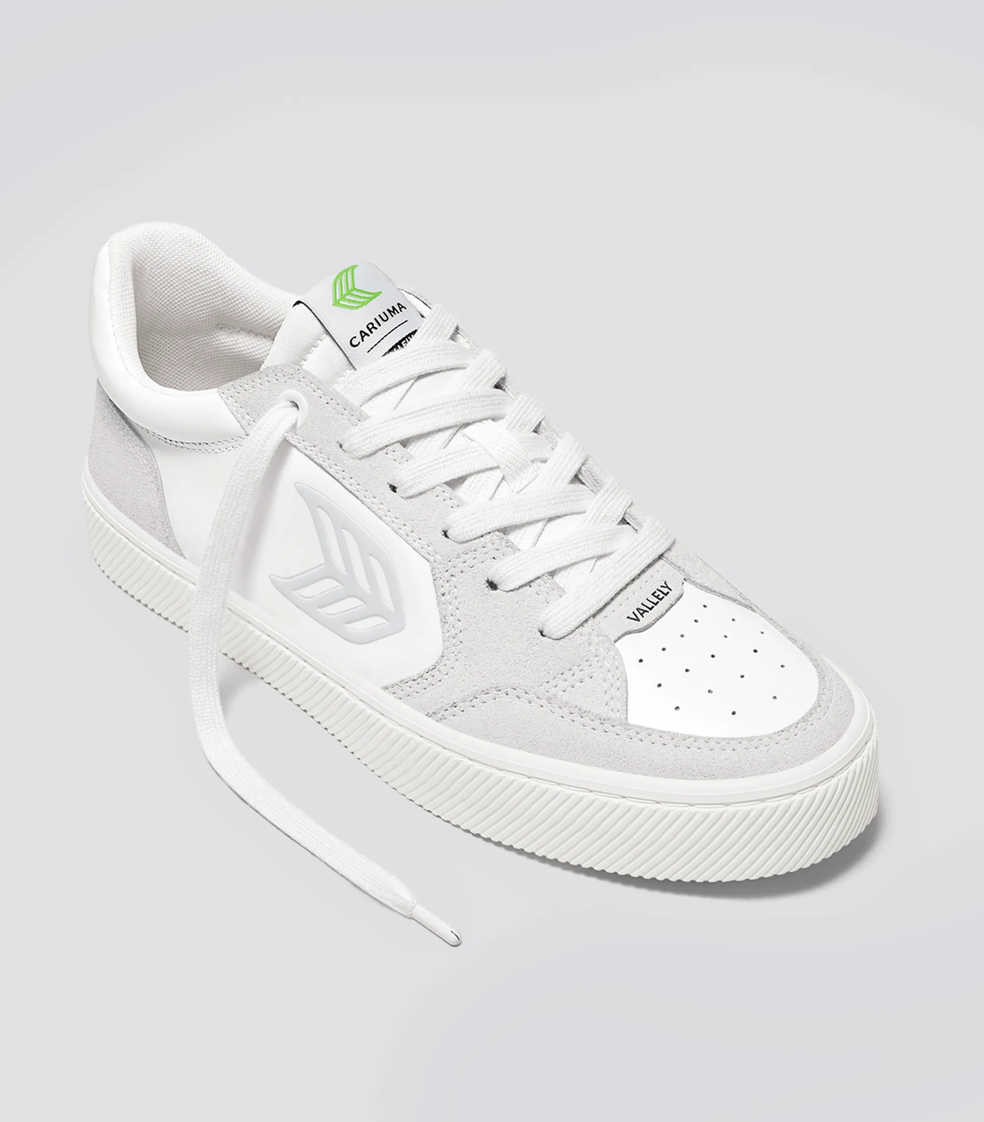 VALLELY White Leather Vintage White Suede Ice Logo Sneaker Women