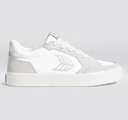 VALLELY White Leather Vintage White Suede Ice Logo Sneaker Women