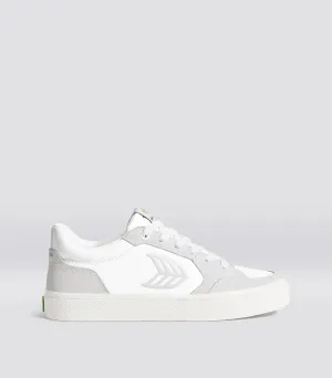 VALLELY White Leather Vintage White Suede Ice Logo Sneaker Women