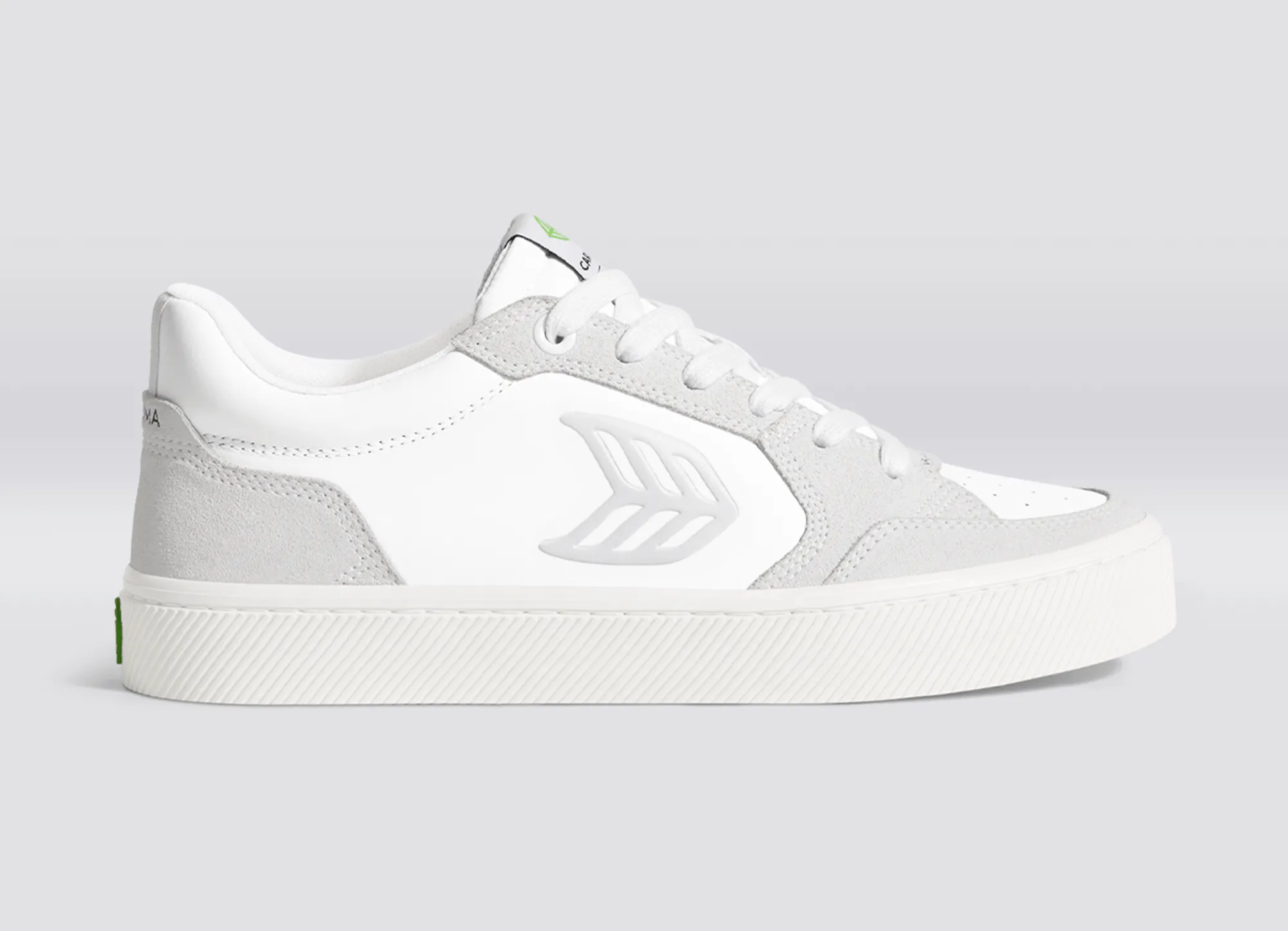 VALLELY White Leather Vintage White Suede Ice Logo Sneaker Women