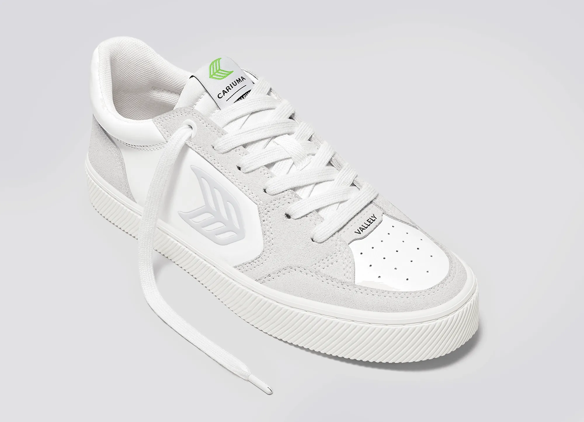 VALLELY White Leather Vintage White Suede Ice Logo Sneaker Women
