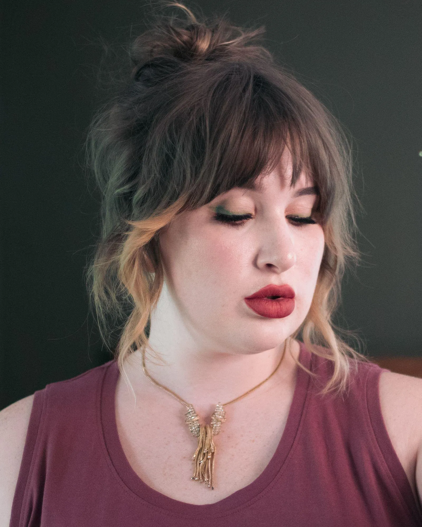 Vintage Gold Tassel Necklace with Rhinestones
