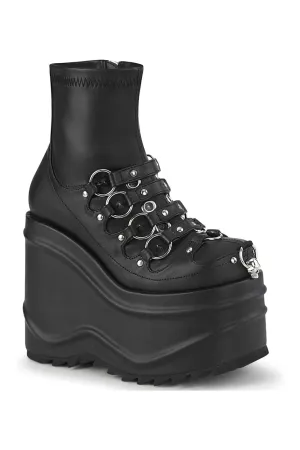 WAVE-110 Ankle Boot | Black Faux Leather