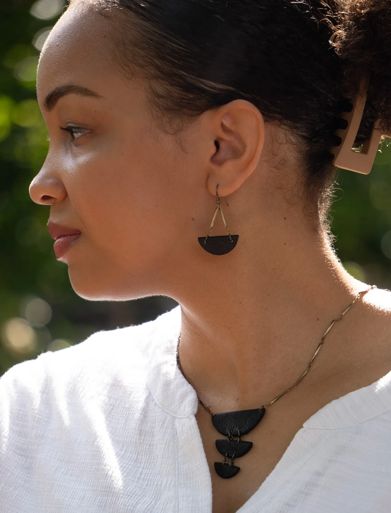 Wedge Drop Necklace Black
