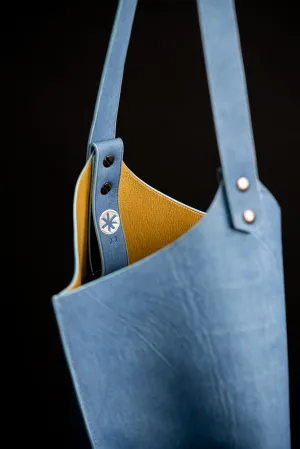 Wedge handbag - French goat leather in Distressed Indigo - Luxury edition *03