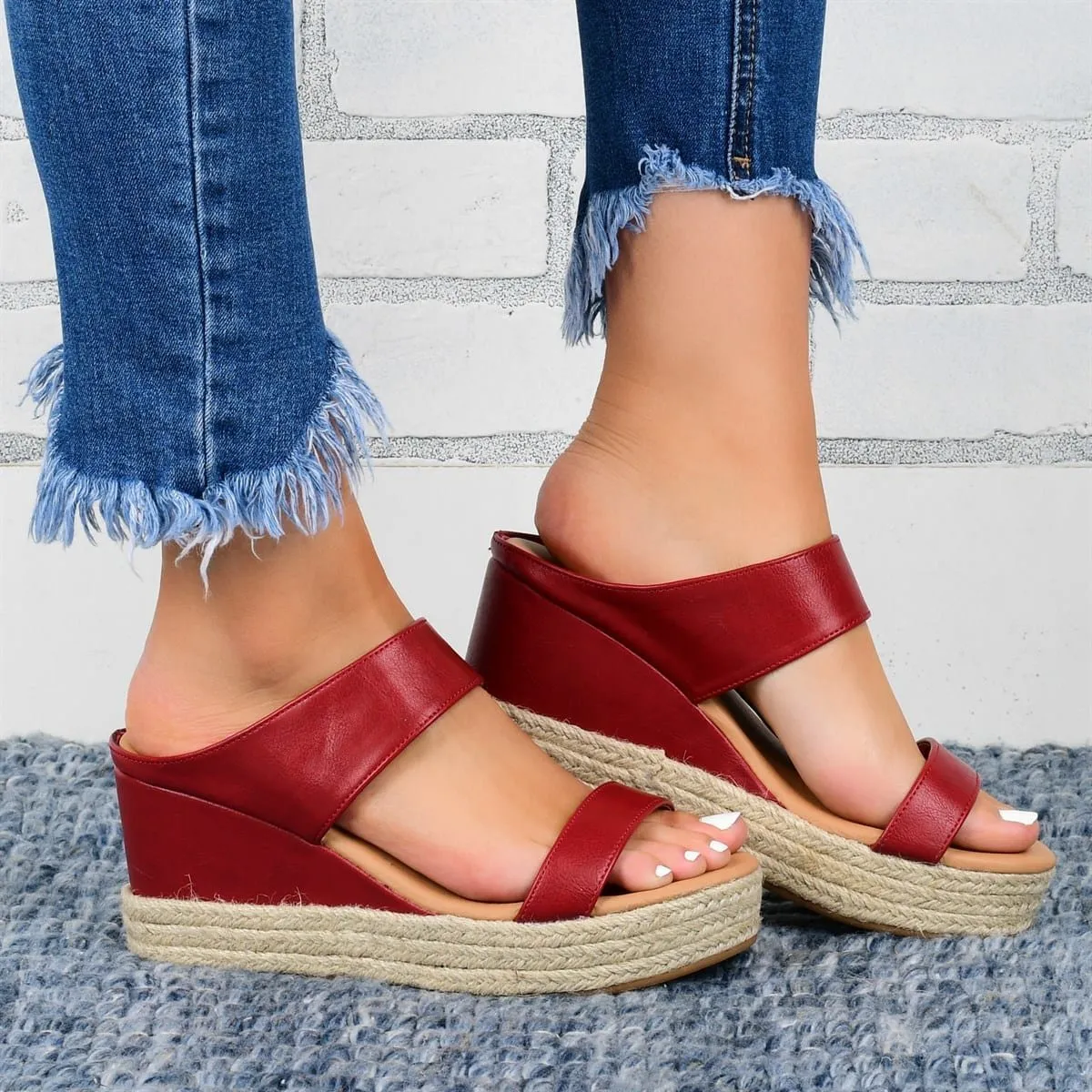 Wedge Heel Casual Sandals Hollow Platform Slippers