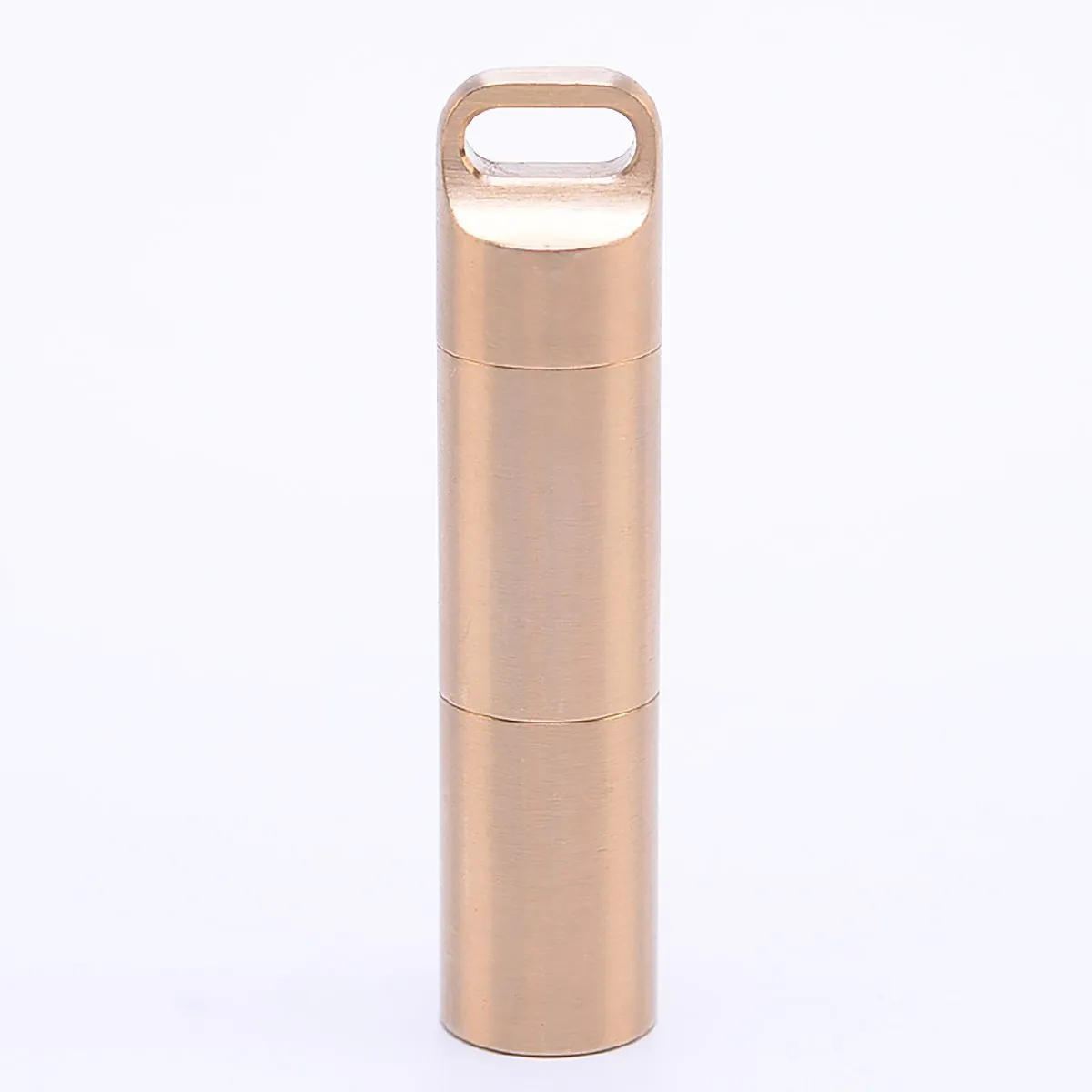 Weimian Pill Fob 2 Compartments Solid Brass Metal Outdoor Travel Small Waterproof Container Organizer Dry Storage Bottle Keychain Holder Hiking Camping EDC Case