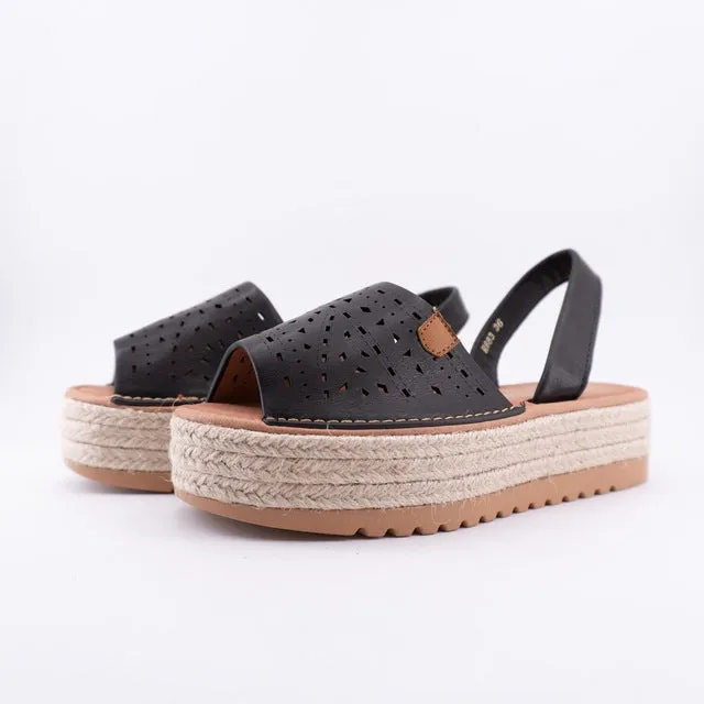 Woman sandals 2020 Summer MENORQUINA ESPARTOS buckle platform espadrille wedge beach open animal print multicolor