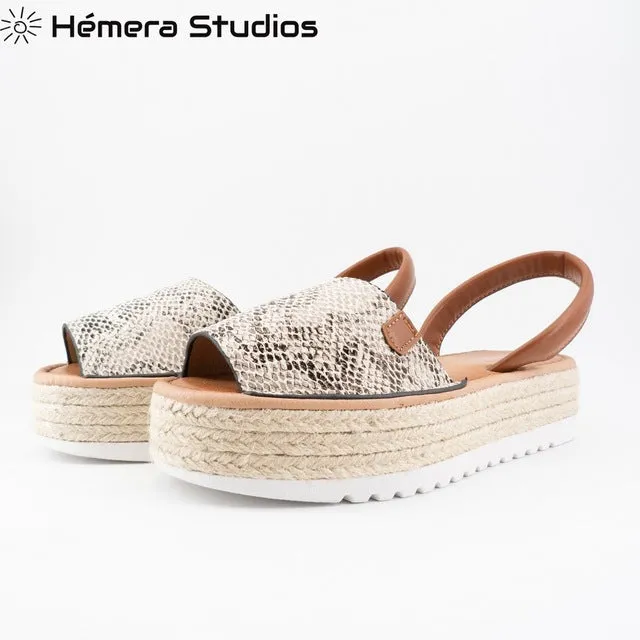 Woman sandals 2020 Summer MENORQUINA ESPARTOS buckle platform espadrille wedge beach open animal print multicolor