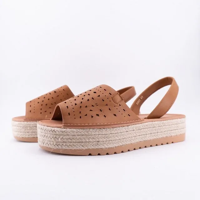 Woman sandals 2020 Summer MENORQUINA ESPARTOS buckle platform espadrille wedge beach open animal print multicolor