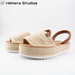 Woman sandals 2020 Summer MENORQUINA ESPARTOS buckle platform espadrille wedge beach open animal print multicolor