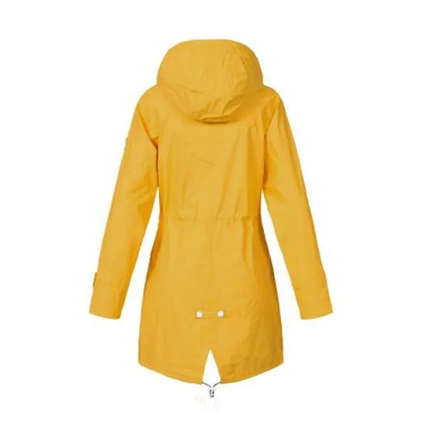 Women Casual Long Jacket Rain Coat Long Sleeve Hooded Windbreaker Coat