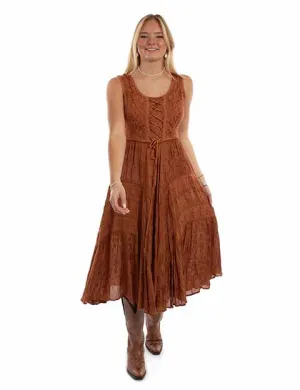 Women's Honey Creek Collection Dress: Tier Panels With Scrolling Tie Dye and Rust