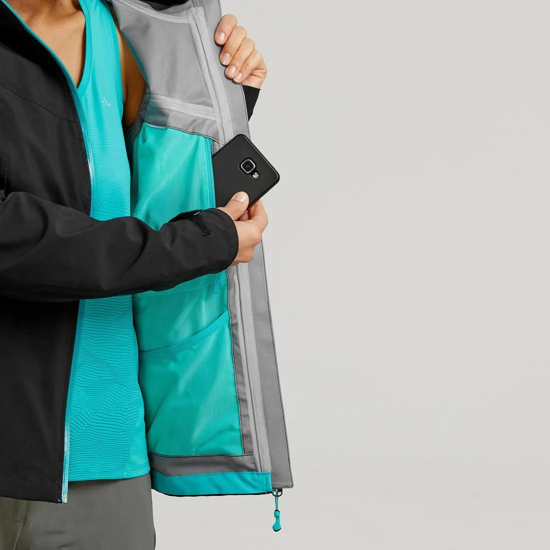 Women's waterproof MH500 mountain hiking jacket - Black