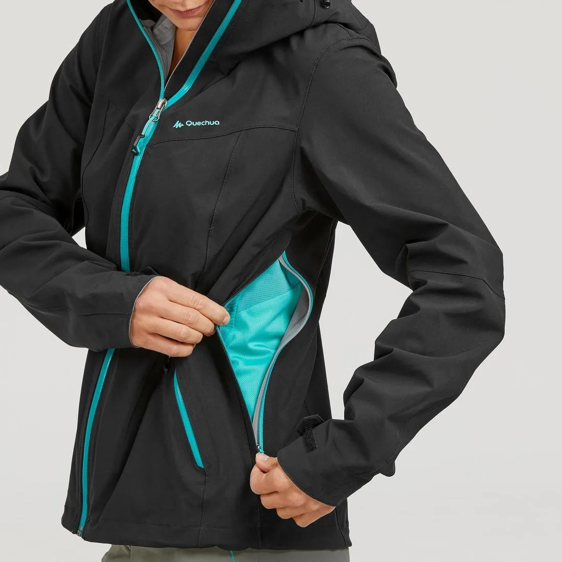 Women's waterproof MH500 mountain hiking jacket - Black