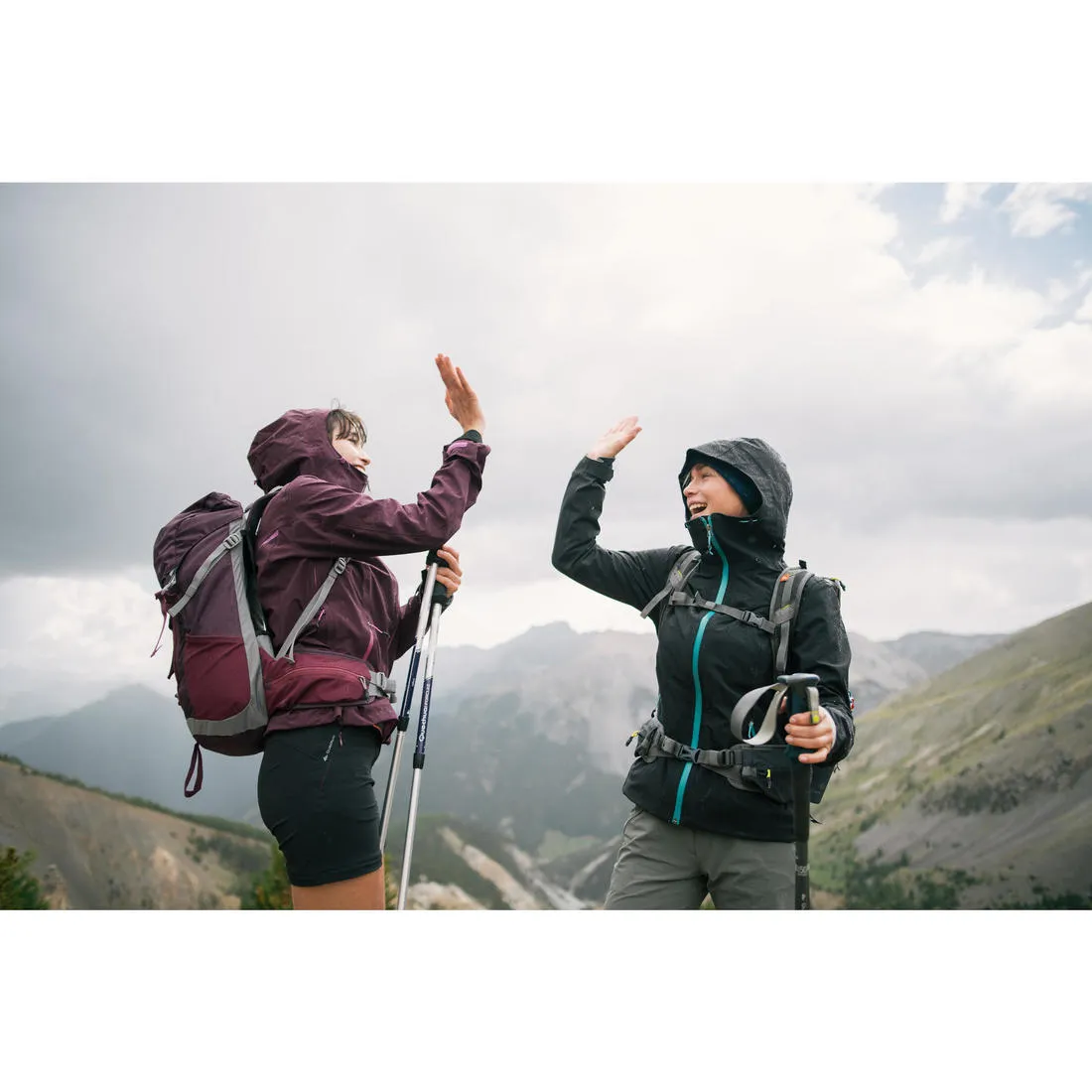 Women's waterproof MH500 mountain hiking jacket - Black